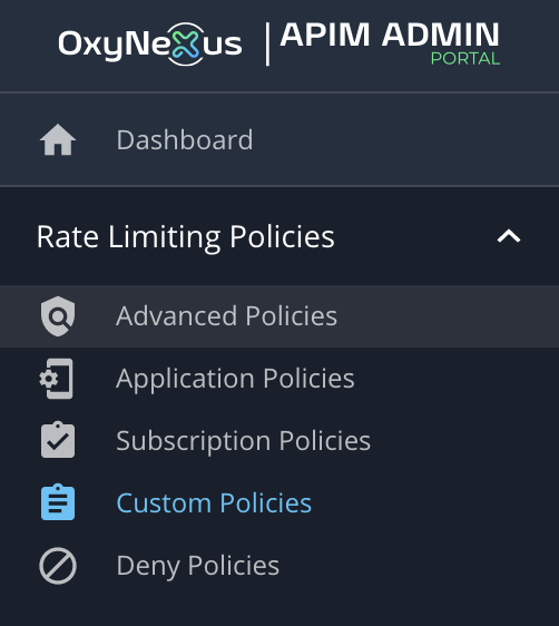 Add Custom policy page