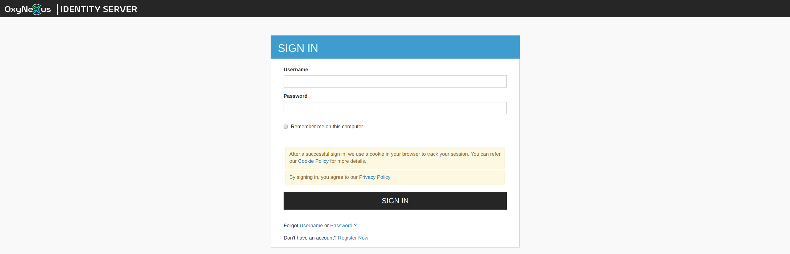 Identity Server Login Page