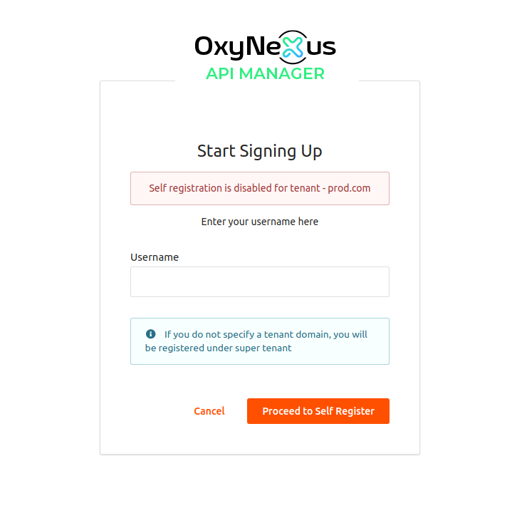 Self registration disabled